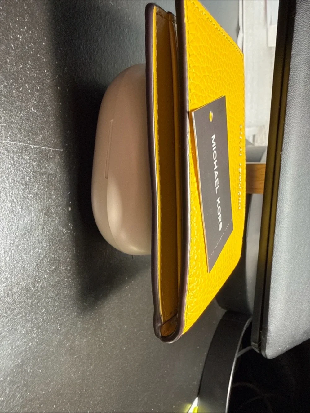 Michael Kors Yellow Pebbled Leather Compact Card Wallet